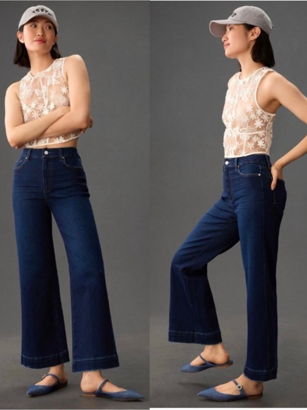 Paige Denim Anessa High Rise Wide Crop Leg The Disco Dark Wash Jeans Size 25